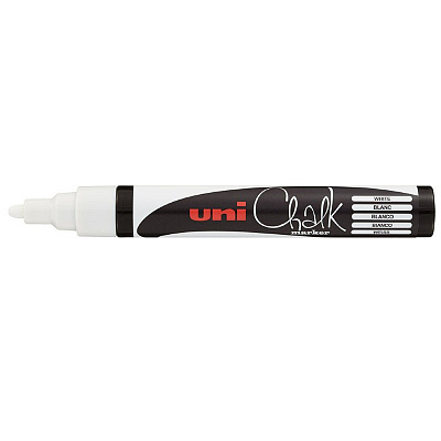 Маркер меловой Uni Chalk 5М 1,8-2,5 мм овальный, белый